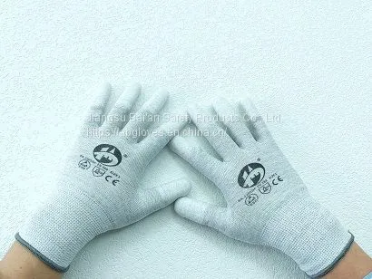 BA 13G Nylon Mixed Carbon Fiber Knitted ESD Gloves With Finger PU Dipped photo-4
