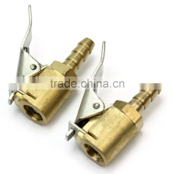 2 Pcs Useful Auto Car Tire Inflator Valve Air Chuck Connector 6mm Brass Clip On photo-2