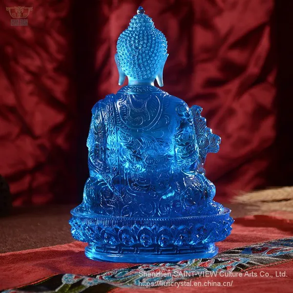 Liuli Bhaisajya Blue Medicine Buddha Statue Five Size H12cm On Stock photo-3