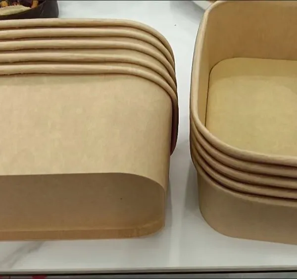 Disposable Paper Bowl Heatable Kraft Food Bowl Rectangular Kraft Bowl 32oz photo-3