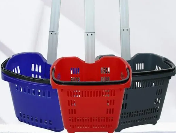 New Retail Supermarket Plastic Shopping Mini Trolley Basket photo-3