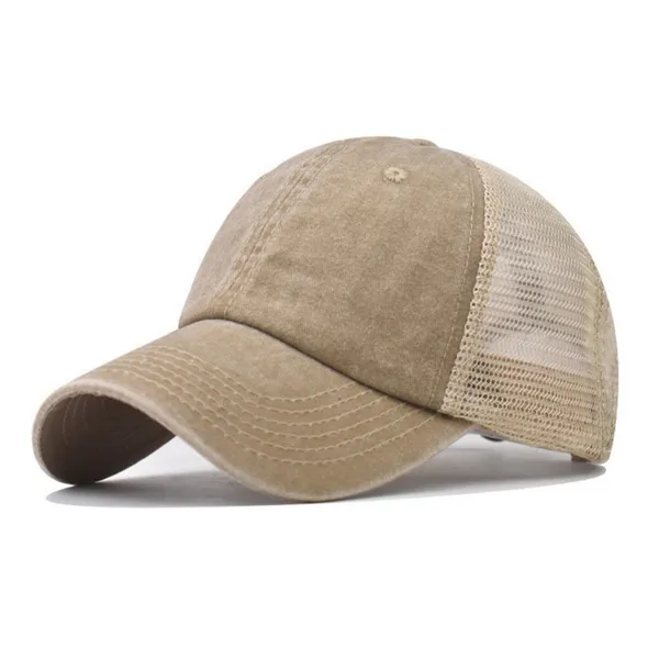 Washed Distressed Cotton Mesh Trucker Hat Vintage Blank Unstructured Baseball Cap Adjustable Back Outdoor Fishing Sun Hat Custom Logo Wholesale photo-3