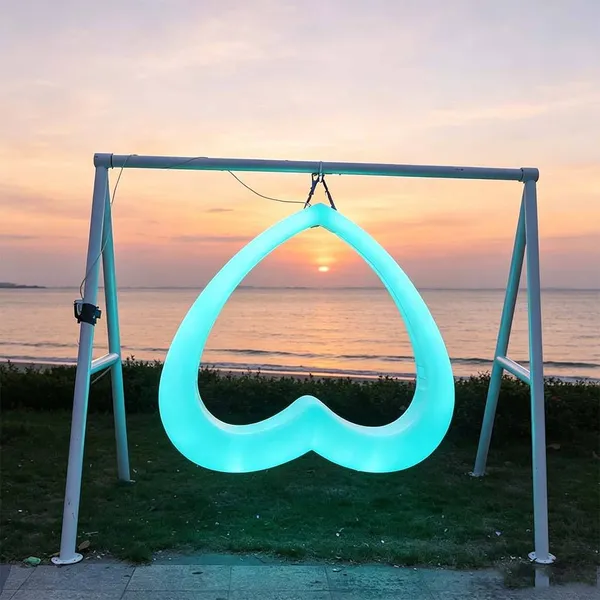 16 Colors Changing LED Illuminated Modern Swing Chair Garden Patio Swings Furniture Half Moon Light Outdoor Hotel Courtyard