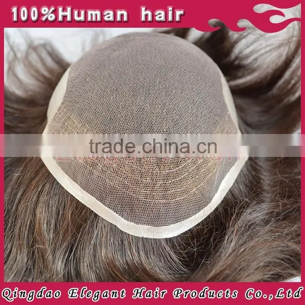 2015 Qingdao Hairpiece Factory Unprocessed Bleach Knots Full Swiss Lace India Hair Men Toupee photo-3