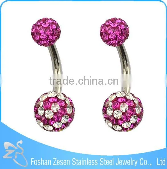 Wholesale Factory Durable Stainless Steel Crystal Gem Ball Navel Belly Button Rings photo-2