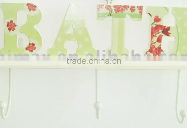 Fashion Cutout Bath 3 Hook Wall Coat Rack Hanger