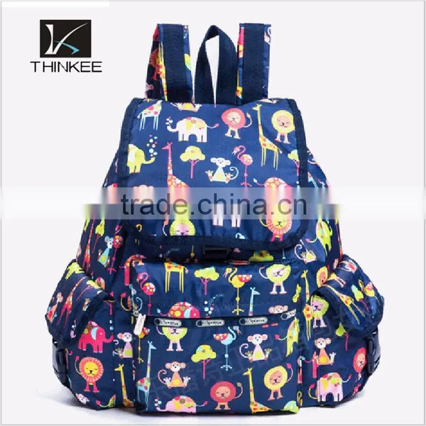 Printed Nylon Backpack Bags Fashion Rucksack Backpack for Girls photo-3
