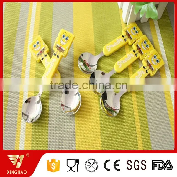 Hot Sale Stainless Steel Kids Spoon With Lovely Plastic Cartoon Pattern Handle photo-5