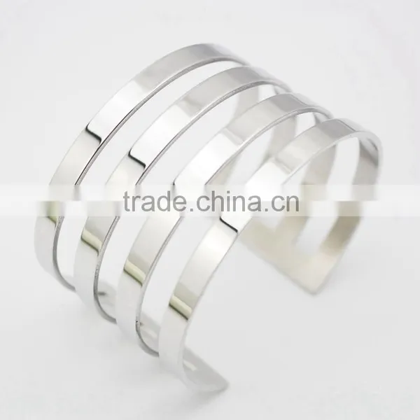 Fashion Hollow Out Stainless Steel Opening Cuff Bangle Bracelet photo-6