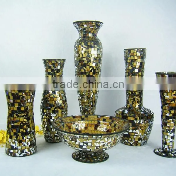 Vase Glass With Champagne Mosaic Glass
