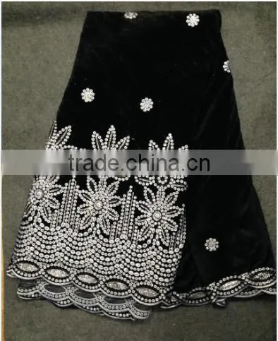 2015 Popular Style African Velvet Lace With Sequins for Girl Dresses photo-4