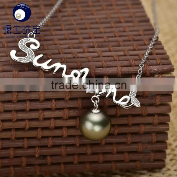 Wedding Jewelry AAA 8--9mm Saltwater Black Tahitian Pearls Pendant