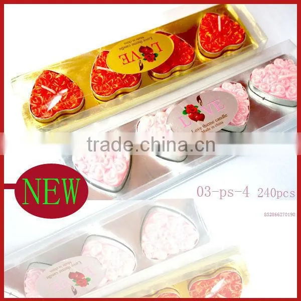 4pcs Pvc Box Packing Heart Shape Wedding Floating Tealight Candle