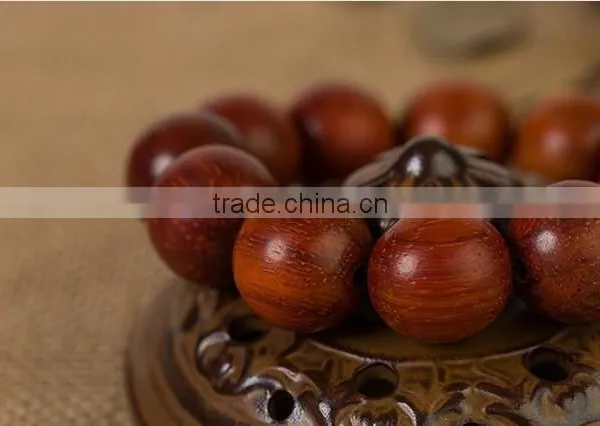 Men's Nice Round Natural Cat's Eye Red Antifatigue Sandalwood Beads Bracelet photo-4
