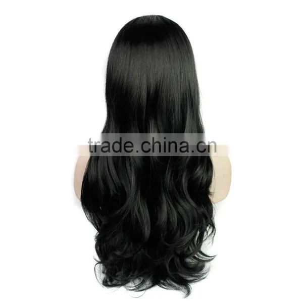 Cheap 30" Women's Long Wavy Curly Hair Wig Synthetic Natural Black Hair Wig Heat Resistant African American Wig For Black Women photo-2