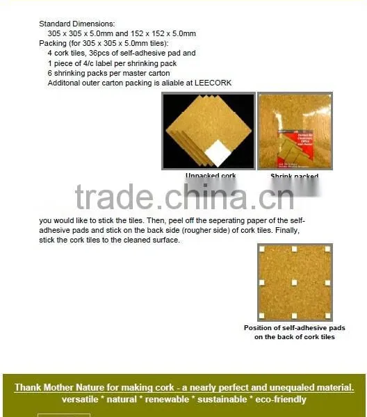 "LEECORK" 305x305mm Cork Tile for DIY Bulletin Board photo-3