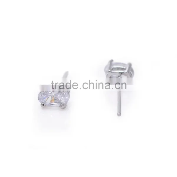 New Arrival Oval Clear Cubic Zirconia Stud Earrings photo-3