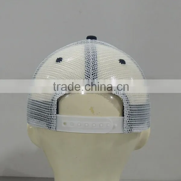 Navy and White Color Trucker Mesh Baseball Hat photo-3