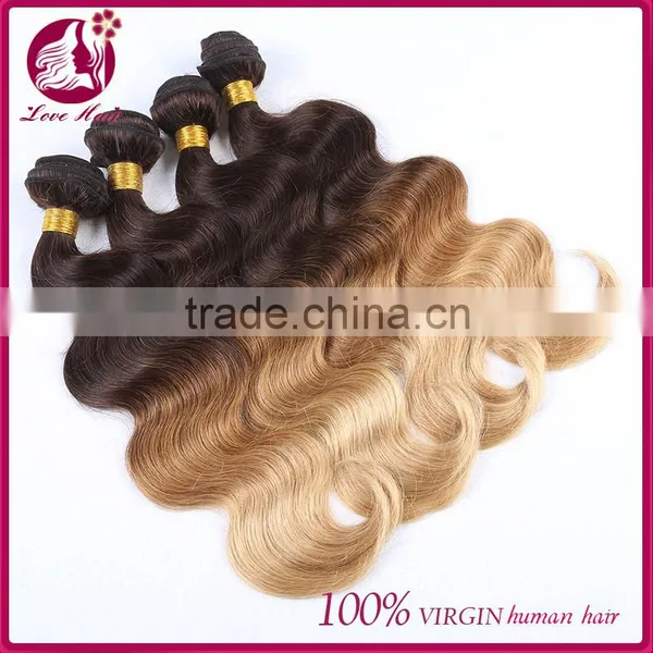 Ombre Natural Color Brown Light Color Virgin Malaysian Hair Body Wave Human Hair Extensions photo-6