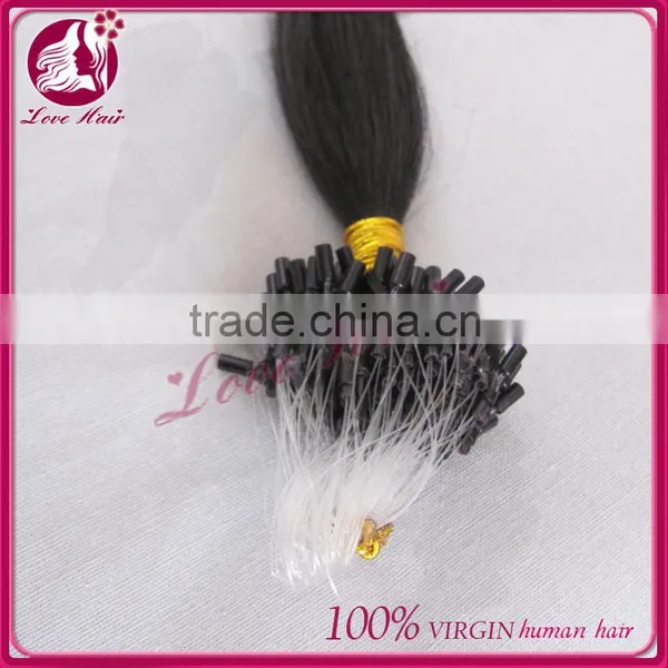 Cheap Micro Ring Loop Hair Extensions 1g Natural Black Color Brazilian Micro Ring Hair Extensio photo-5