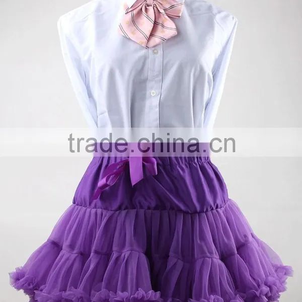 Purple Ruffled Fluffy Tutu Skirt With Bow