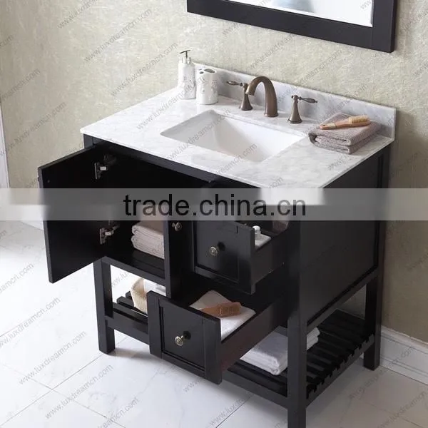 24" Wooden Bathroom Furniture Cabinet With Frame Mirror Bespresso Finish photo-6