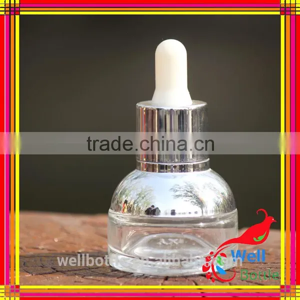 20ml Slant Shoulder Glass Liquid Foundation Bottles With Shiny Silver Lotion Pump photo-6