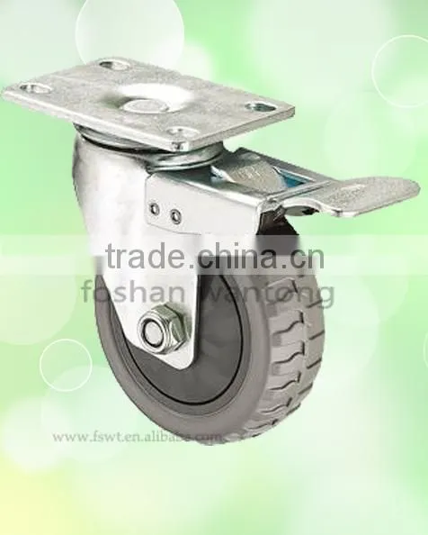Red Polyurethane Hardware Wheel 125mm Top Plate Swivel Casters photo-4