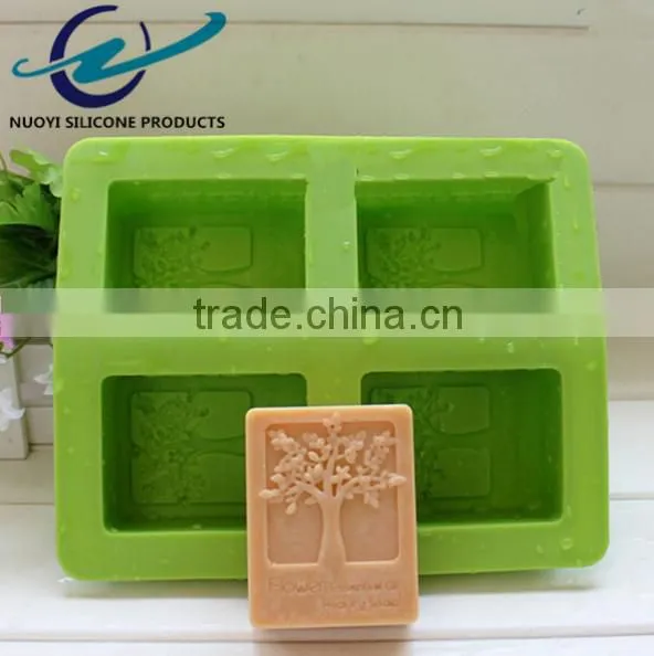4 Cavities Rectangular Silicone Soap Mold One Leaf photo-6