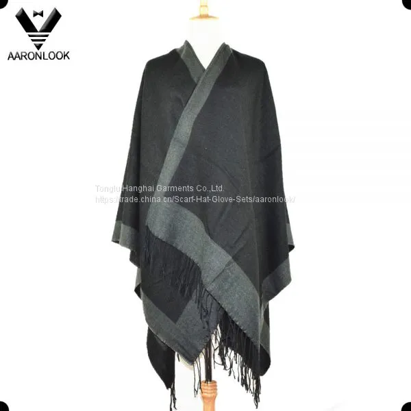 Unisex Woven Knit Big Shawl With Self-Fringes