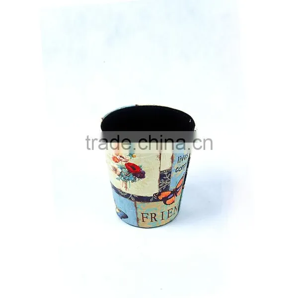 Eco-friendly Trash Can Faux Leather Open Top Standing Waste Bin photo-3