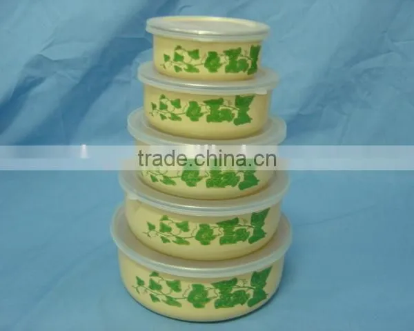 Hot Sale Enamel Storage Bowl Mixing Bowl Salad Bowl With PP Lid Food Container photo-5