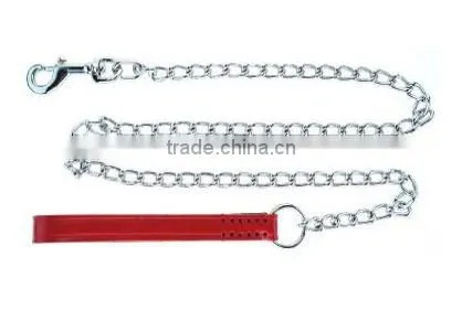 Durable Dog Choke Chain Pet Leash With Leather Leash,High Quality Dog Leash Choke Chain And Metal Chain Pet Leash photo-3