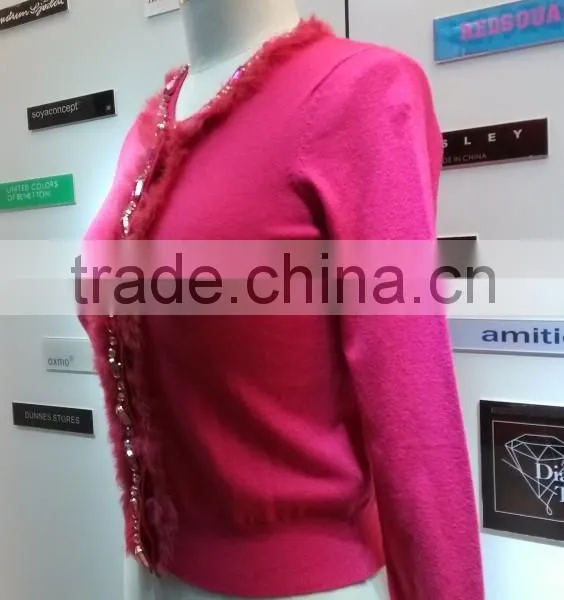 2014 Ladies Knitted Sweater,cardigan With Manual Nail Bead photo-2