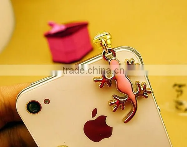 Cute Gecko Mobile Phone Accessories Jewelry Fashion Metal Gold Phone Dust Plug in Bulk photo-4