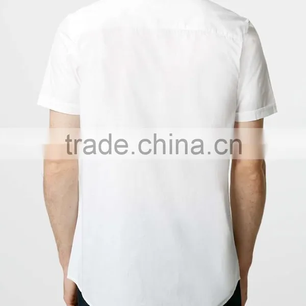 White Double Pocket Poplin Short Sleeve Casual Shirt photo-3