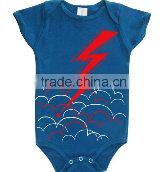 wholesale 100% organic baby onesie lightning printed