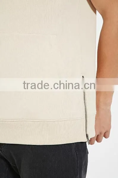 Hotsale Design Cotton Fleece Pocket Zip Plain Solid Color Pullover Short Sleeve Plain Hoodies Wholesale Made in China photo-4