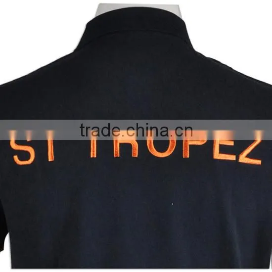 Men's Strip Polo T Shirt With Contrast Color Black Orange photo-5