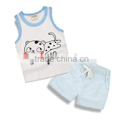 Factory Price no Sleeve Children Clothes Set 2017 Hot Sell Kids Clothes photo-2