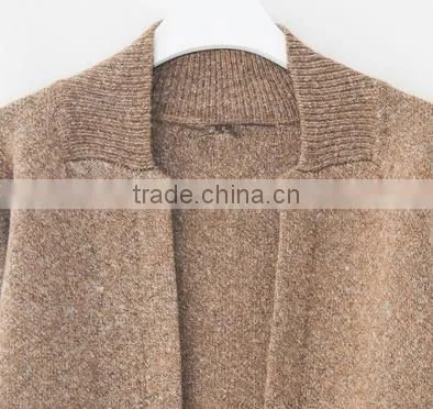 Women Open Front no Button Winter Pocket Long Cardigan Sweater Wool Coat With Low Prices photo-3