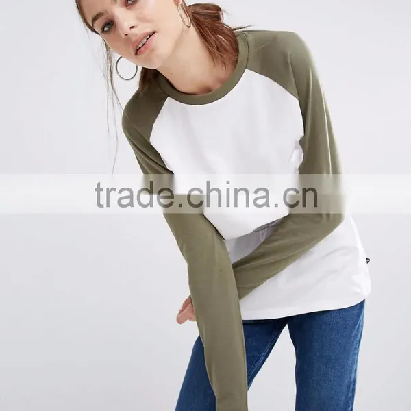 2017 China Clothing Manufacturer Latest Design Fashion High Quality Stylish 180g 100% Cotton O-Neck Raglan Sleeve Women T Shirt photo-2