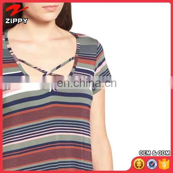 Maternity Clothes Manufacturer Stripe Detail Short Sleeve 100% Cotton Wholesale Summer Maternity Clothes photo-4