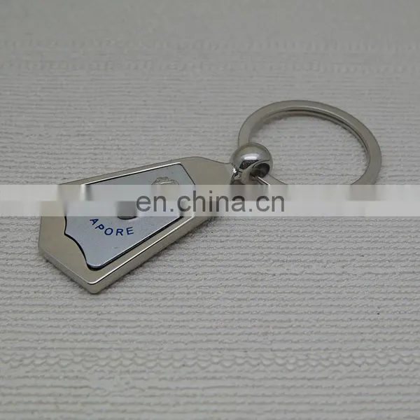 Custom Logo Singapore Design Metal Keychain/promotional Zinc Alloy Foil Keyring photo-2