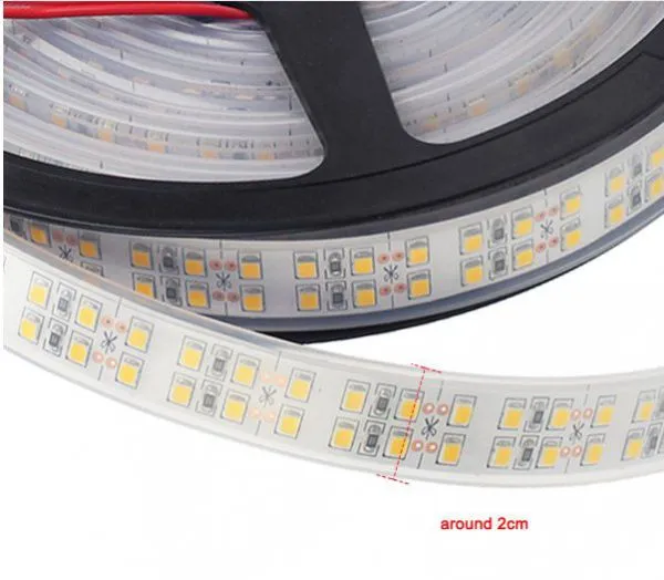 DC12V LED Strip 2835 SMD Double Row 240LEDs/m 5M/lot IP20 IP67 Waterproof Flexible LED Strip Light 3528 White Warm White photo-3