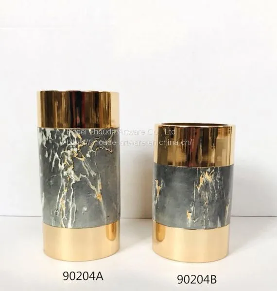 Hot Resin Sale Marble Pattern English Letter Shape Candle Holder for Home Decoration photo-2