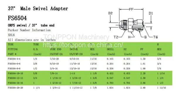 37°male swivel adapter FS6504
