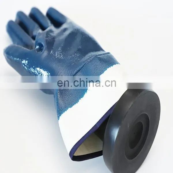 Oil Resistant Fully Coated Blue Nitrile Safety Work Gloves For Fuel Petro Chemical Work photo-3