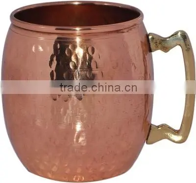 Hammered Copper Lemon Water Cup With Brass Handle, Copper Moscow Mule Mug photo-5