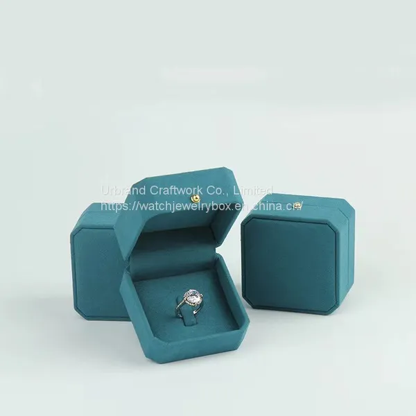 New Octagonal Super Fiber Jewelry Packing Box Ring Earring Necklace Bracelet Box With Custom Logo. photo-5